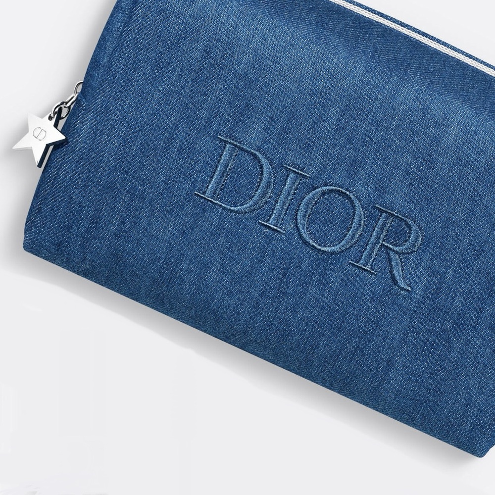 DIOR BEAUTY DENIM JEANS COSMETIC MAKEUP POUCH NEW!